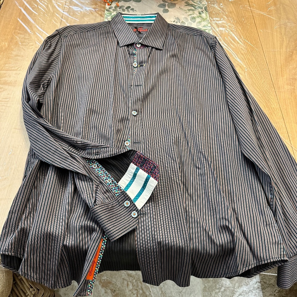 Robert Graham X L/S X-Large Tailored Fit Striped Black/Blue/Greyish